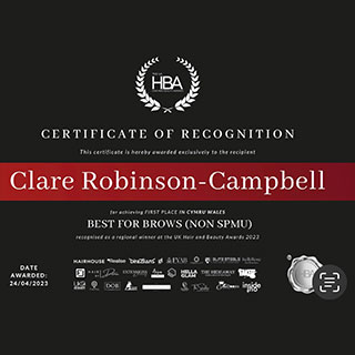 HBA Certificate of Recognition - Best for Brows (non SPMU) 2023